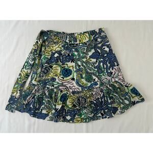 A.L.C Abstract Print Wrap Skirt w Ruffle Detail Size 2
